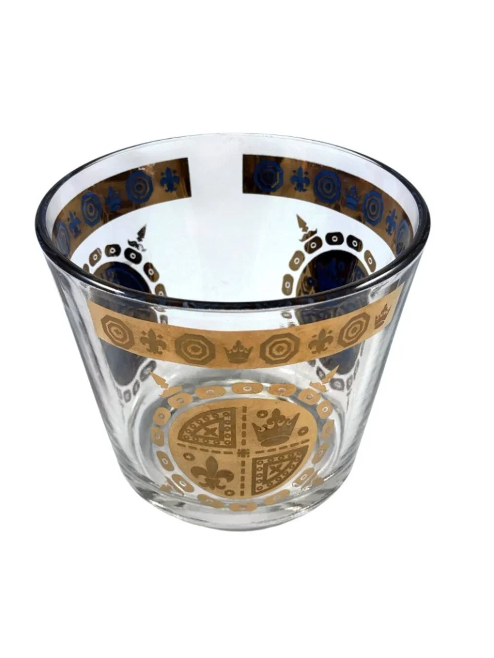 Vito Bari Glass Ice Bucket 22K Gold Mid Century Modern MCM Vintage 1950s